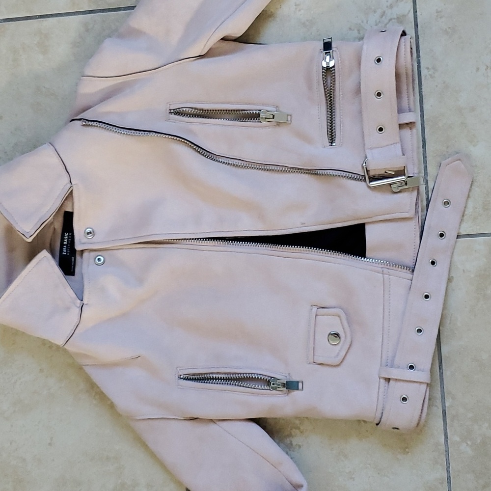 Zara Basic Outerwear Pink Jacket Zipper Pocket Be… - image 2